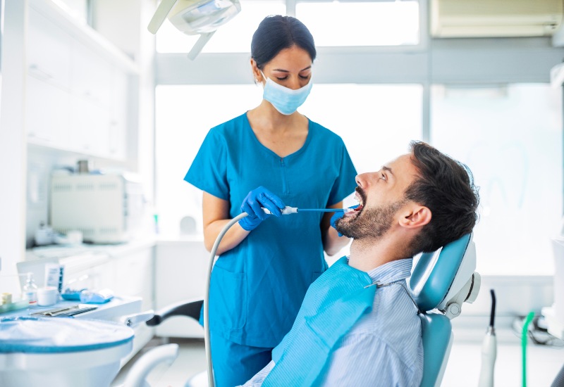 Patient receives oral hygiene care in Plainfield, IN